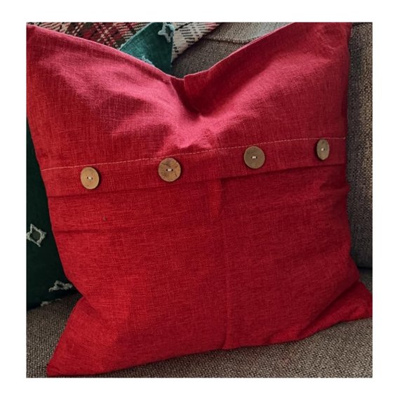 Decorative Throw Pillow Covers Cases Cottage Farmhouse Accent Fall Decor Red 18" - Picture 3 of 6